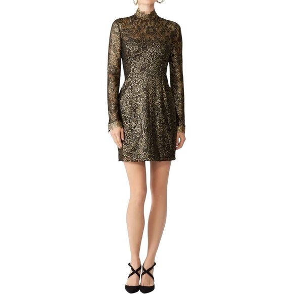 Rachel Zoe Metallic Hunter Lace Detail Muddy Dress in Black Size 10 MSRP: $465 - Picture 2 of 9